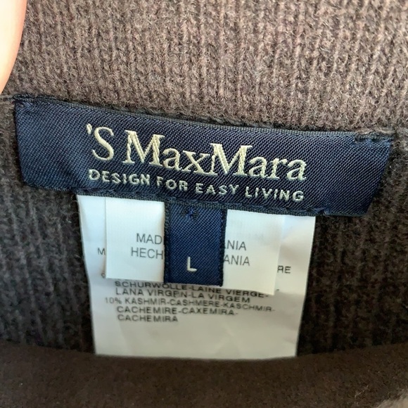 S MaxMara Cashmere Wool Leather Pull On Elastic Skirt sz L - Picture 3 of 5